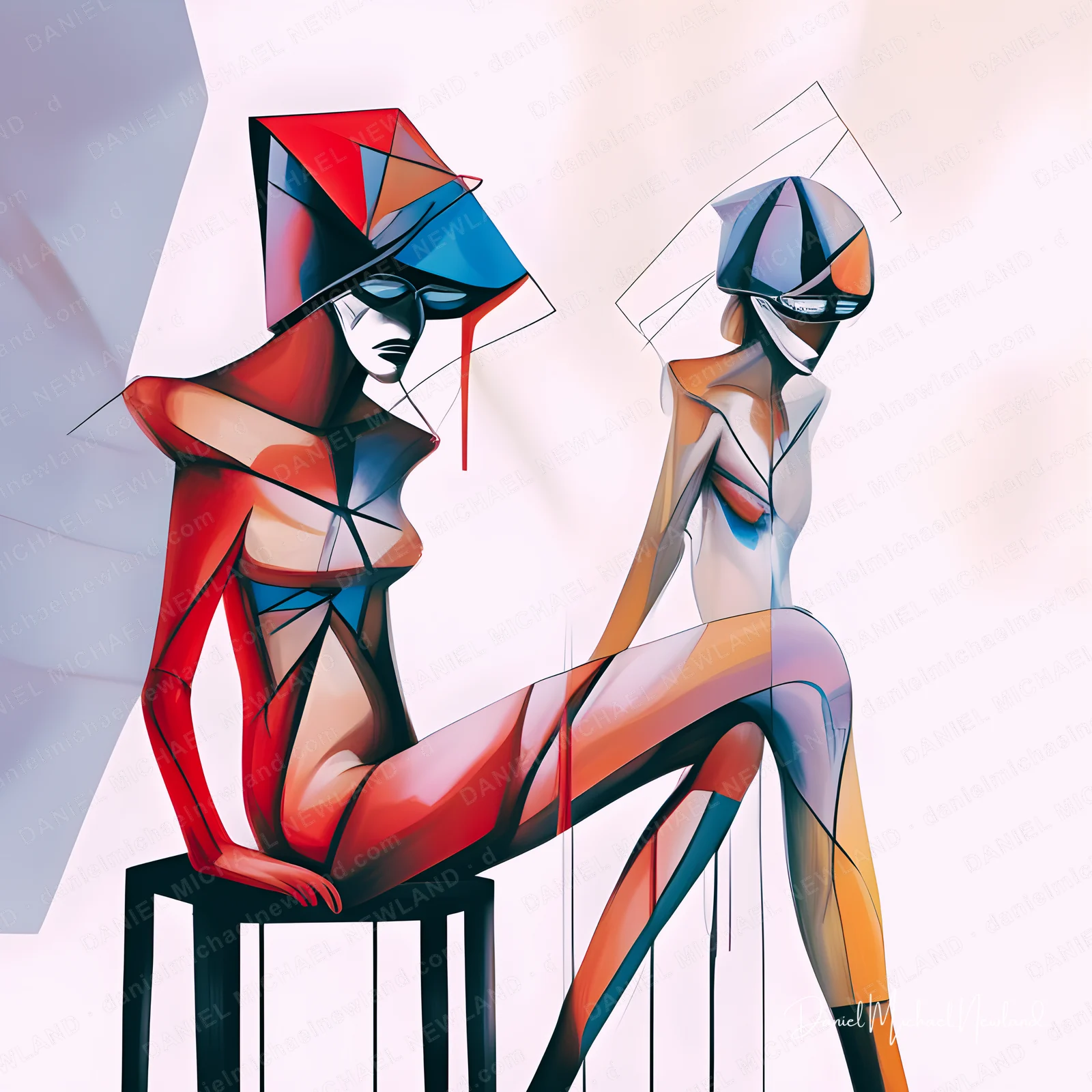 The Visitors, Surreal Visions digital cubism artwork by Daniel Michael Newland