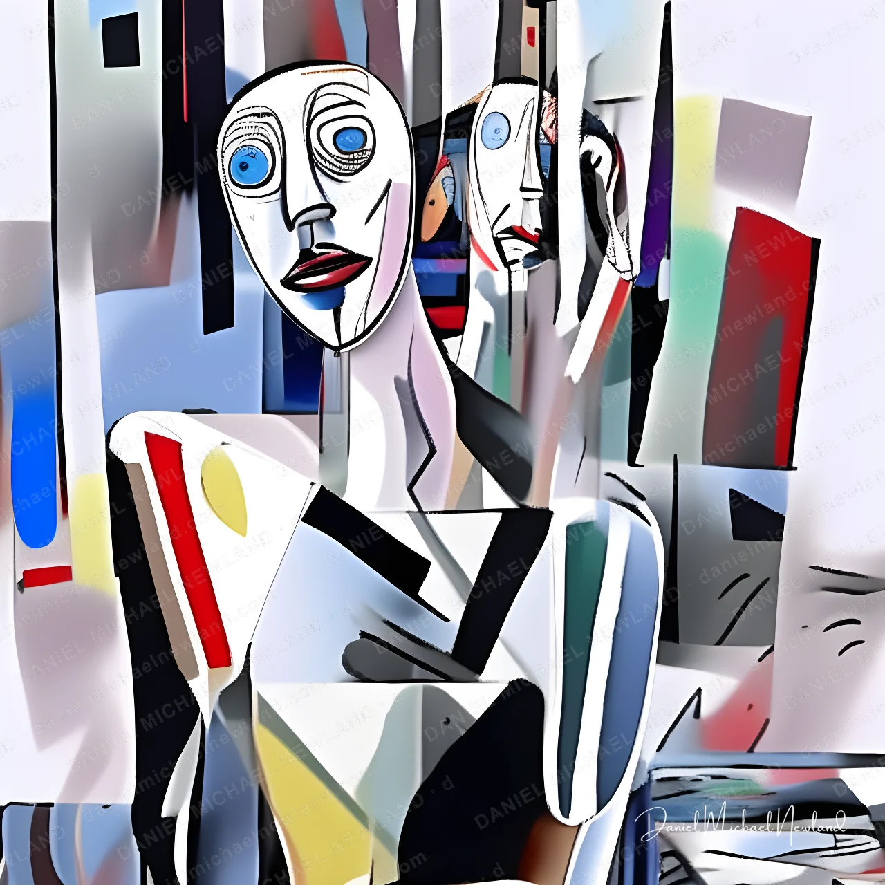 Stage Fright, Fractured Portraits digital cubism artwork by Daniel Michael Newland
