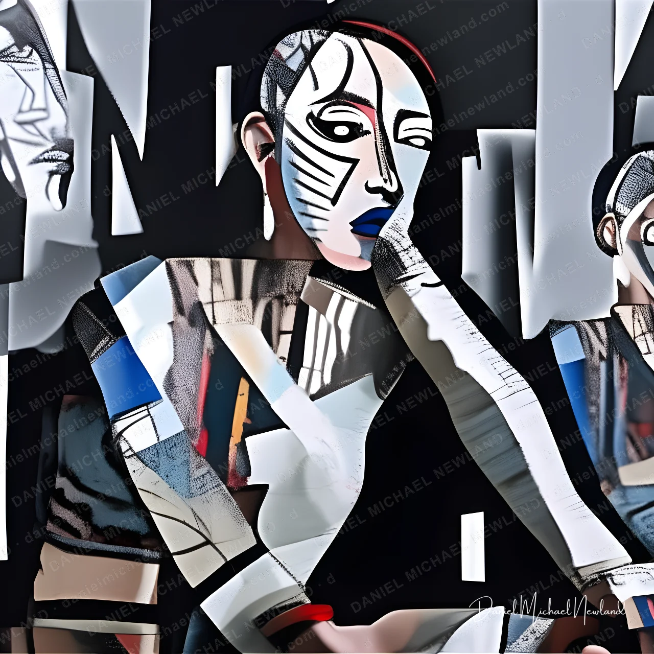 War Paint, Fractured Portraits digital cubism artwork by Daniel Michael Newland