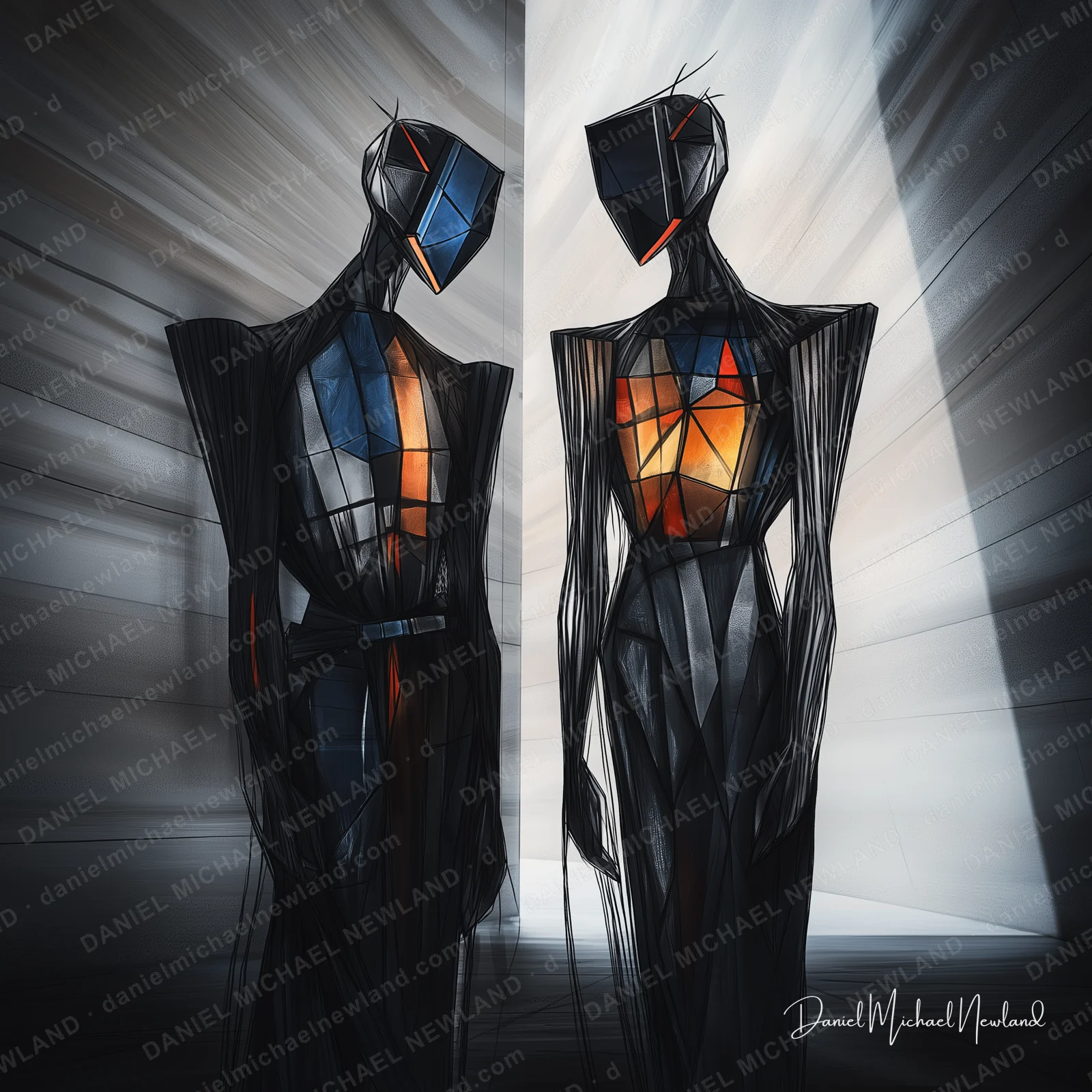 Lanterns, Masculine Form digital cubism artwork by Daniel Michael Newland