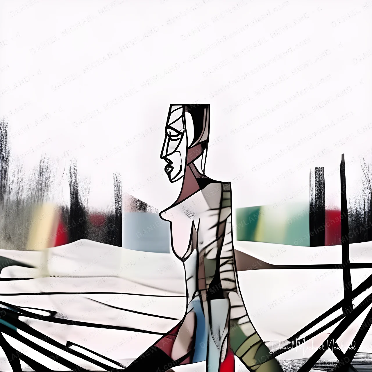 Winterlight, Fractured Portraits digital cubism artwork by Daniel Michael Newland