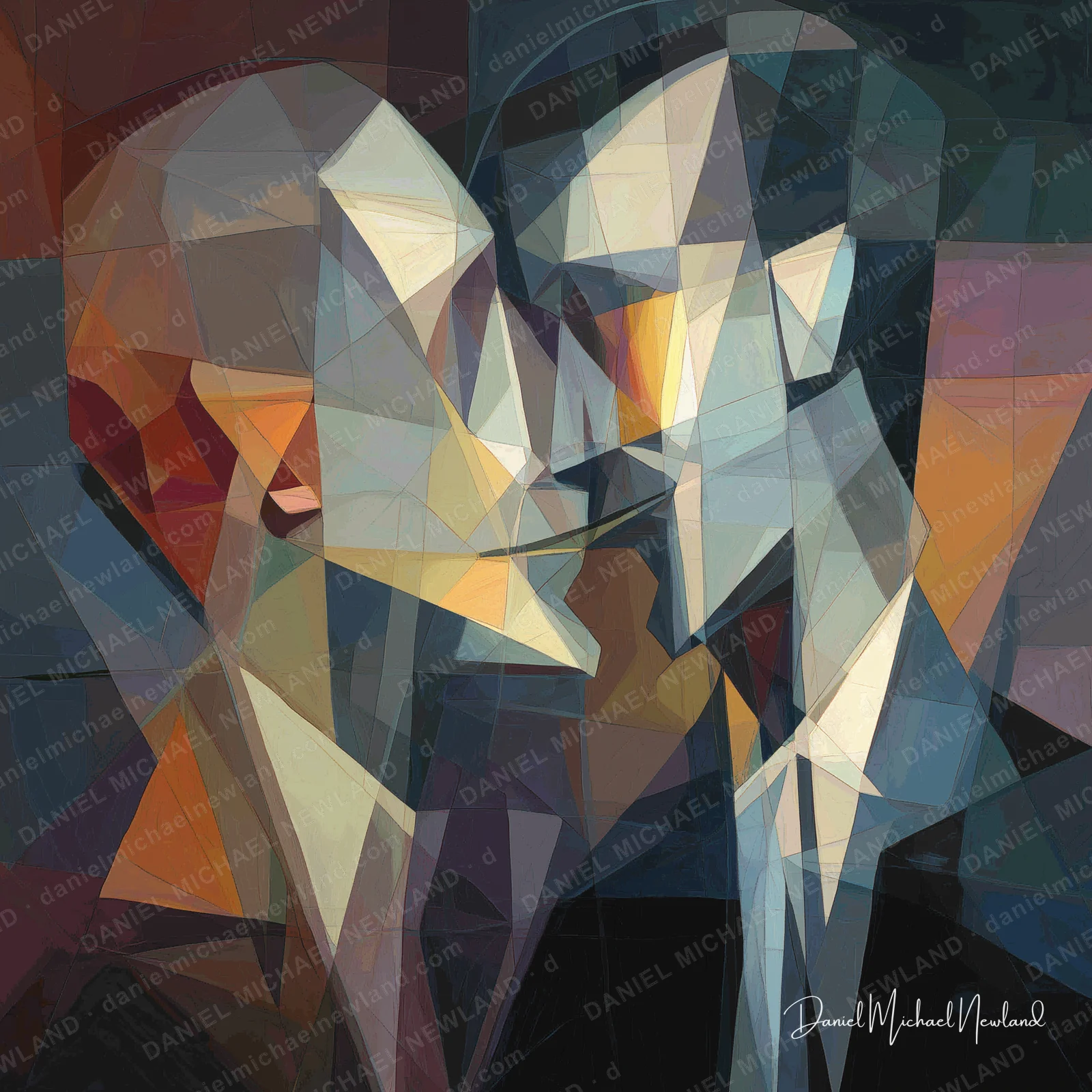 A Breath Apart, Masculine Form digital cubism artwork by Daniel Michael Newland