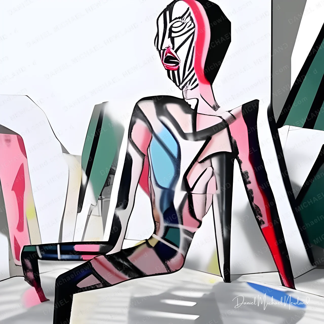 Sunday Morning, Fractured Portraits digital cubism artwork by Daniel Michael Newland