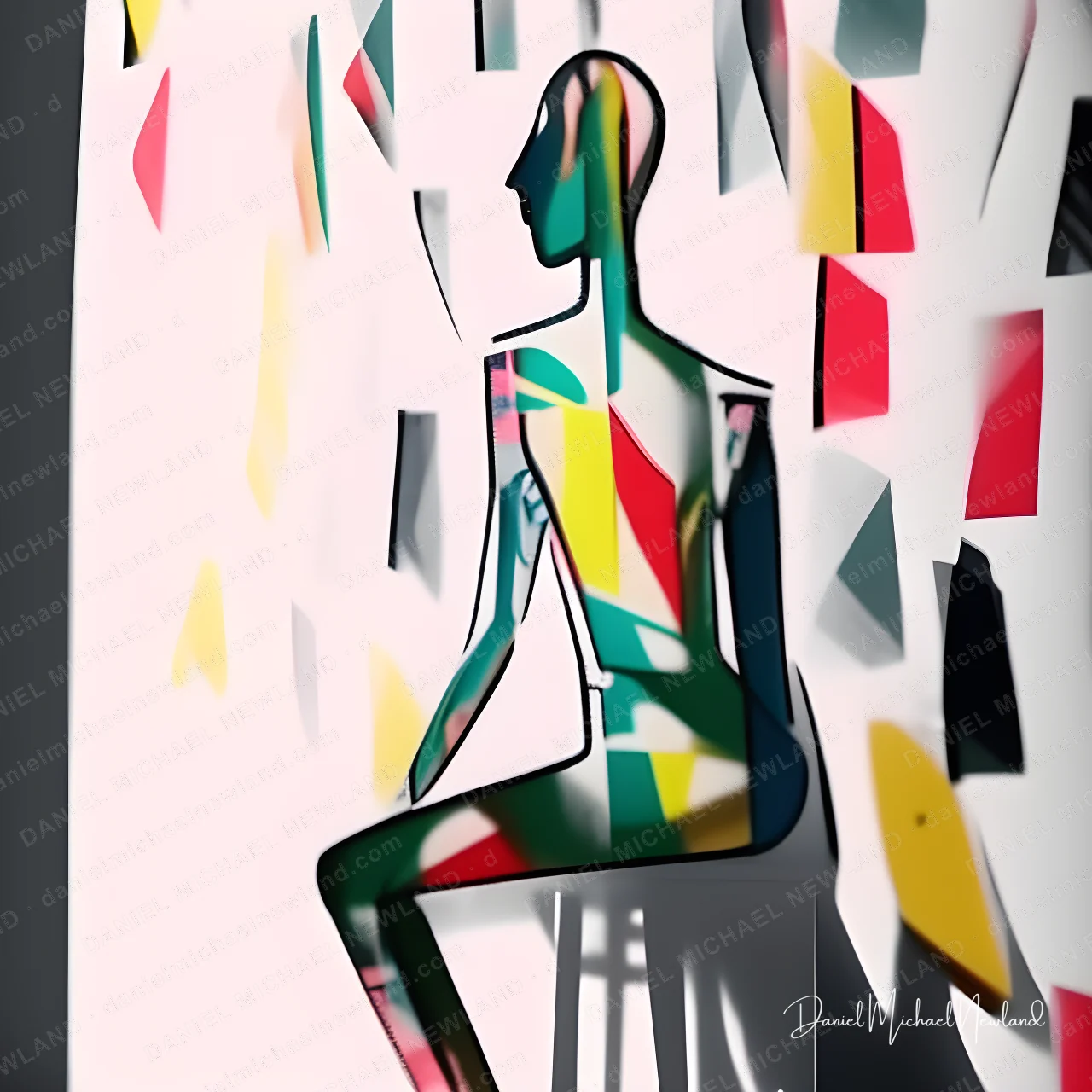 Reverie, Fractured Portraits digital cubism artwork by Daniel Michael Newland