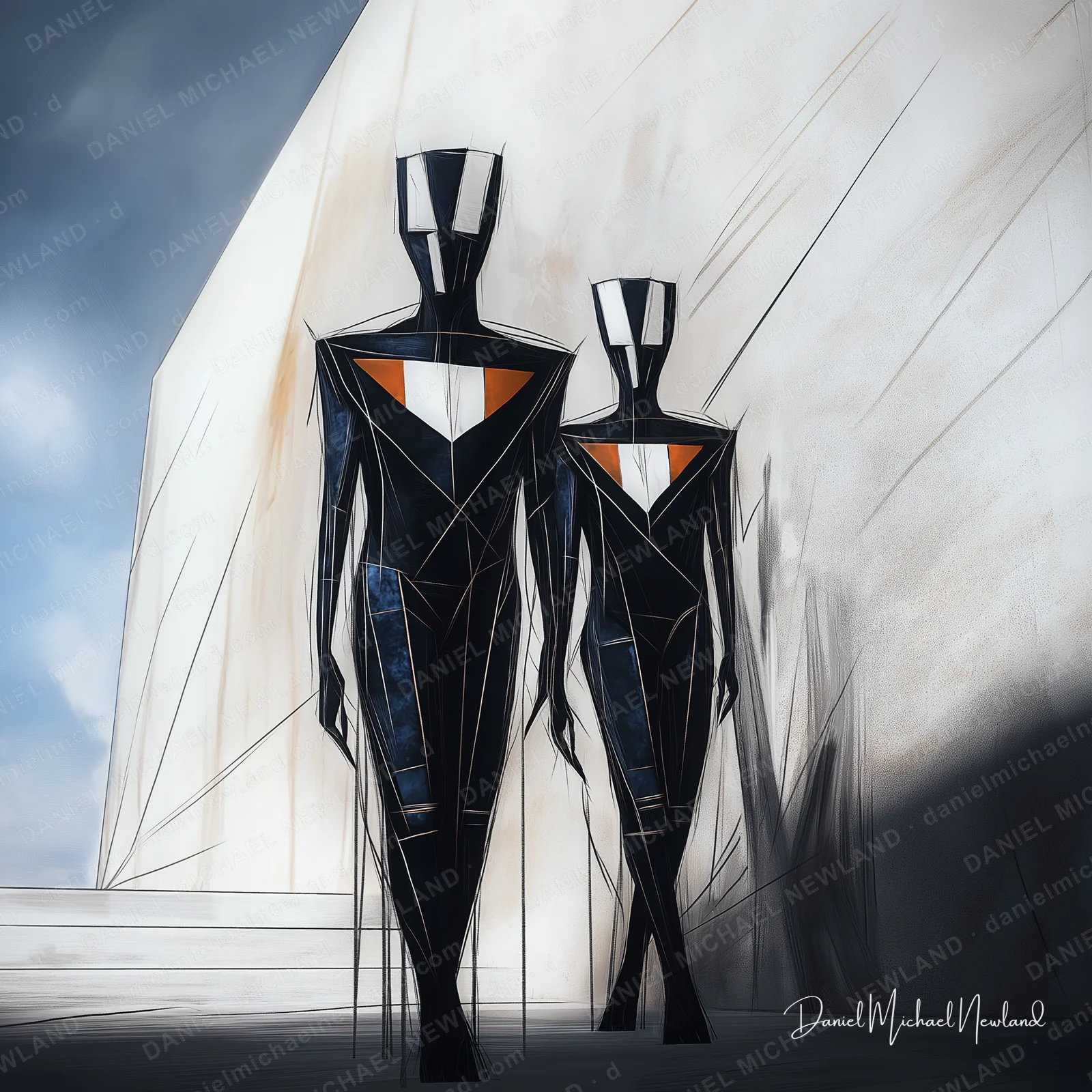Long Walk, Masculine Form digital cubism artwork by Daniel Michael Newland