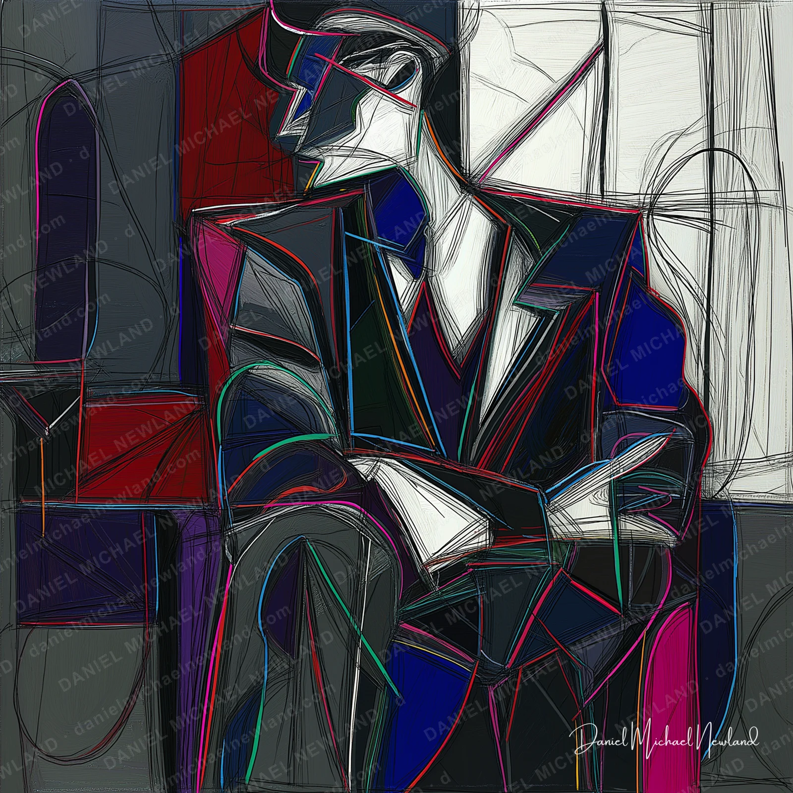 The Chairman, Masculine Form digital cubism artwork by Daniel Michael Newland