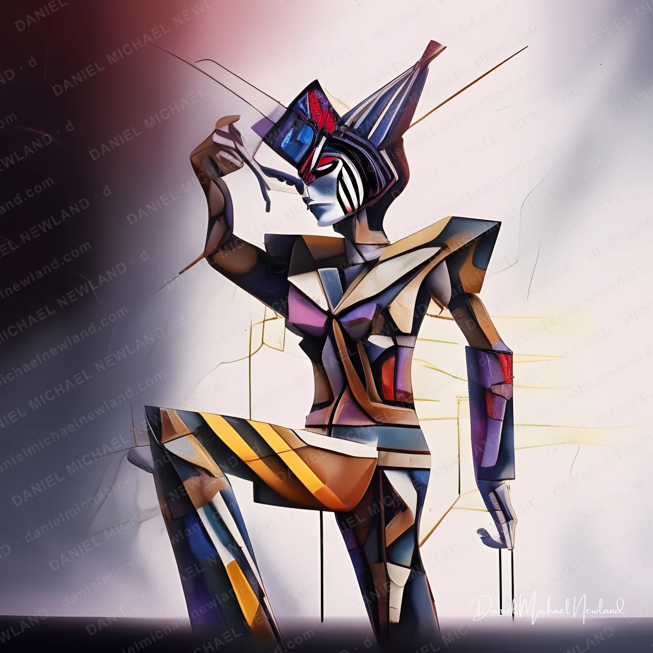 Mantis, Infinite Forms digital cubism artwork by Daniel Michael Newland