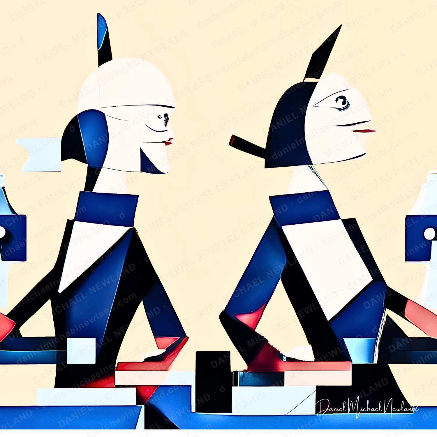 Rabbit Ears, New Arrivals digital cubism artwork by Daniel Michael Newland