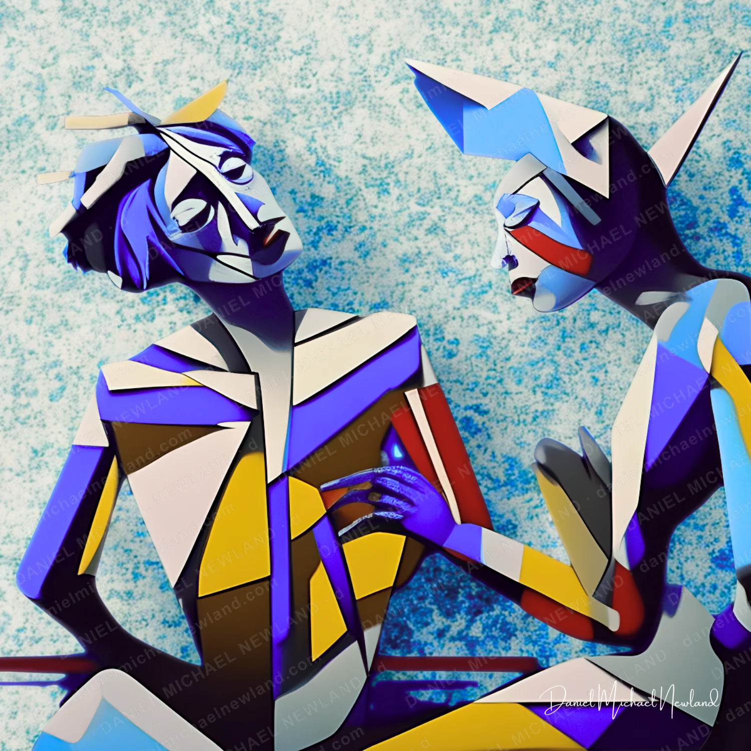 The Touch, New Arrivals digital cubism artwork by Daniel Michael Newland