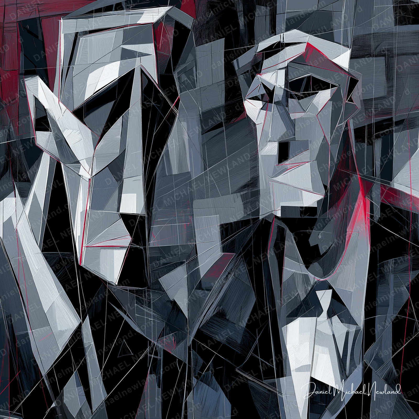 On Edge, Masculine Form digital cubism artwork by Daniel Michael Newland