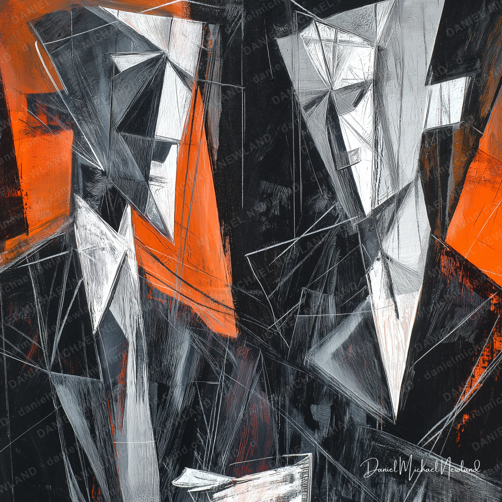 Hotheads, Masculine Form digital cubism artwork by Daniel Michael Newland
