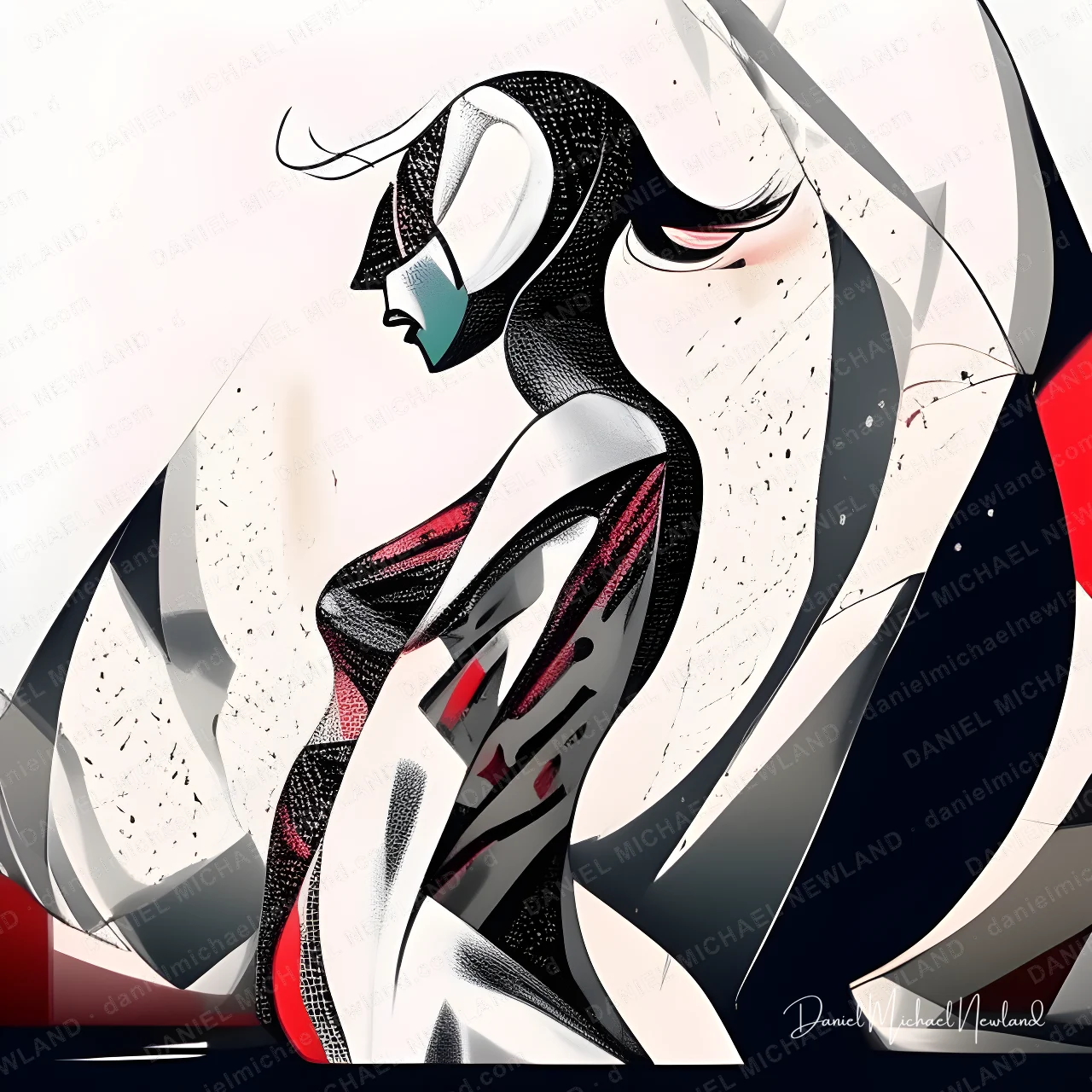 Soirée, Fractured Portraits digital cubism artwork by Daniel Michael Newland