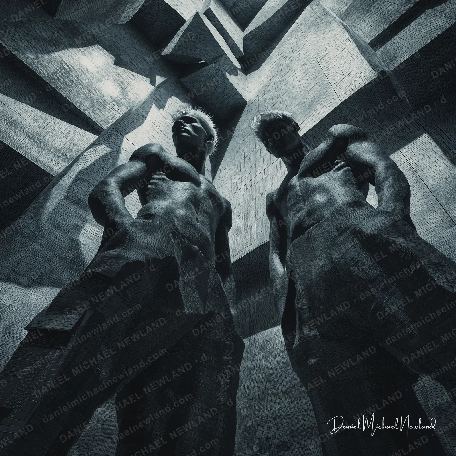 Titans, Masculine Form digital cubism artwork by Daniel Michael Newland