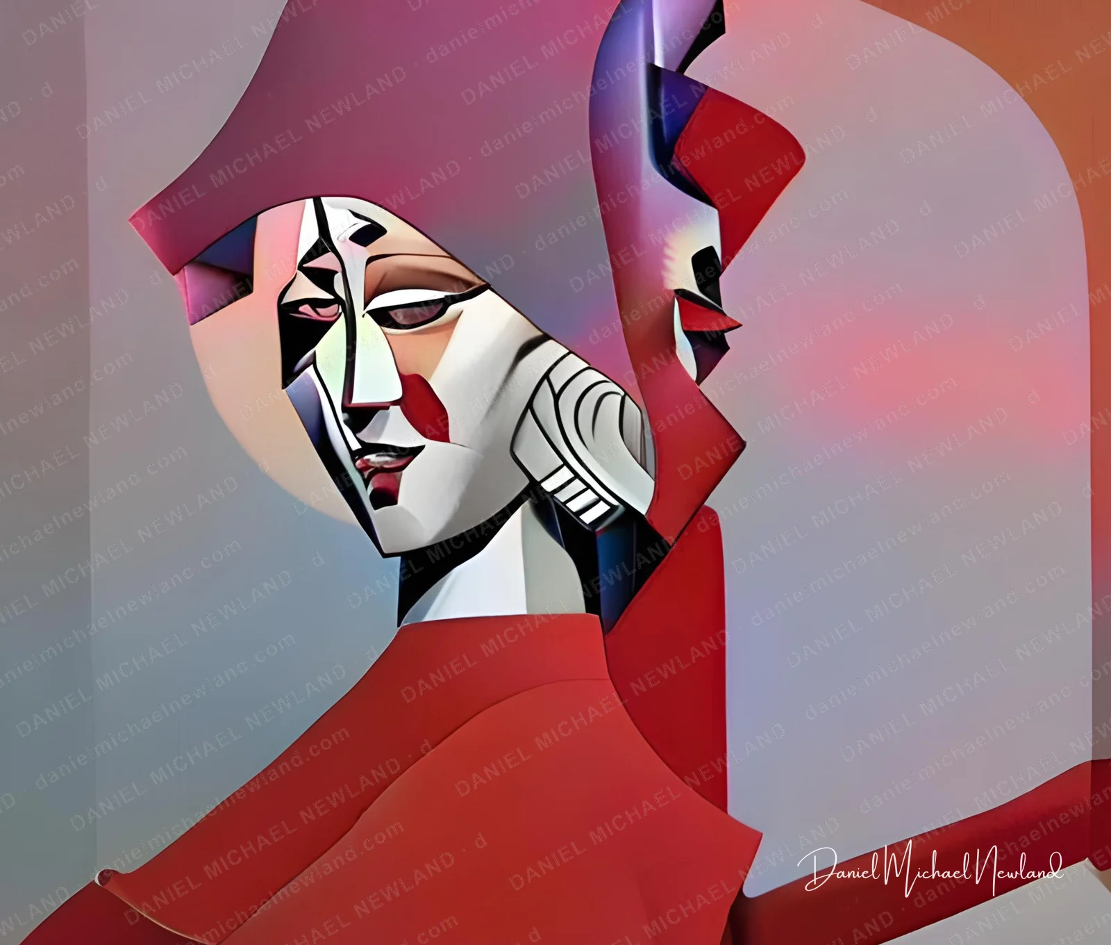 Red Knight, Regalia digital cubism artwork by Daniel Michael Newland