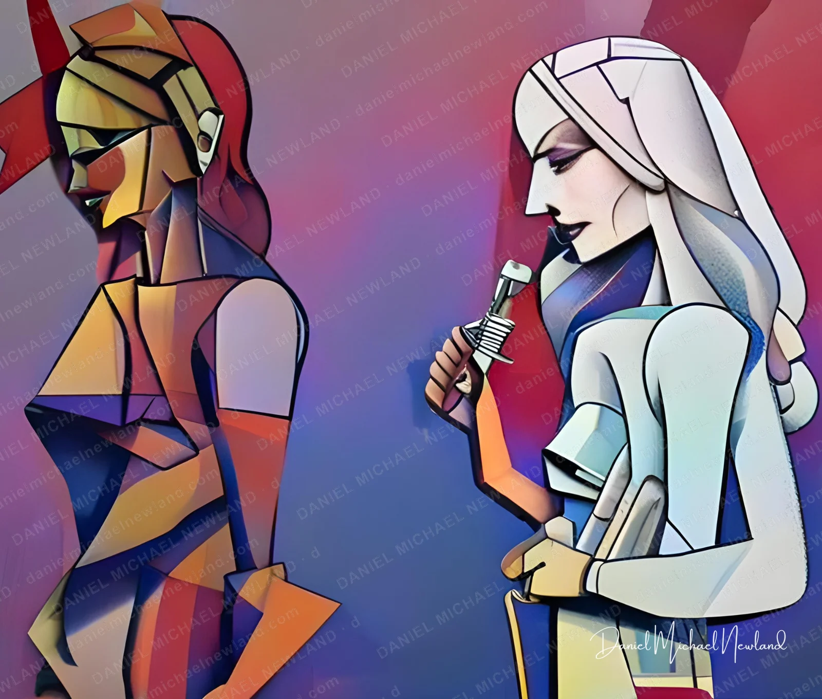 Crown and Veil, Regalia digital cubism artwork by Daniel Michael Newland