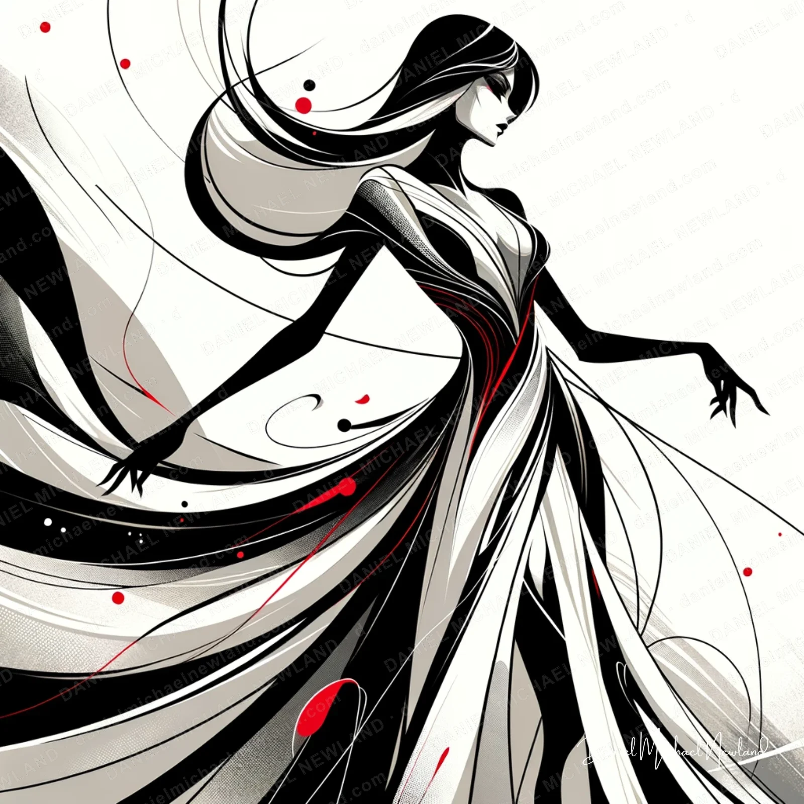 Red Thread, Digital Cubism digital cubism artwork by Daniel Michael Newland