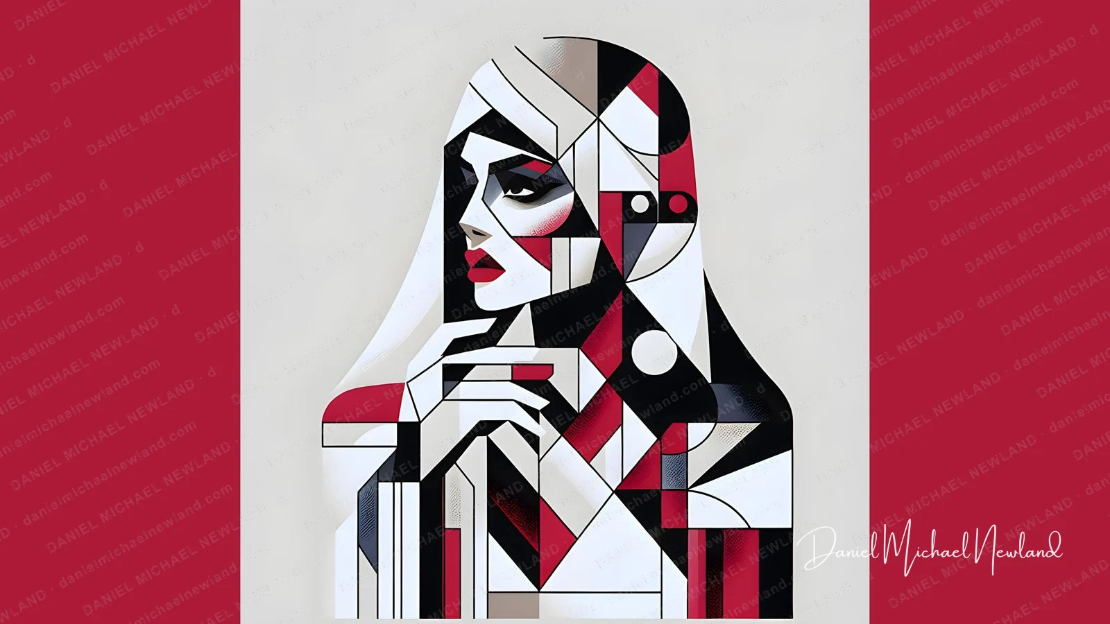 Carmine, Moulin Cubism digital cubism artwork by Daniel Michael Newland