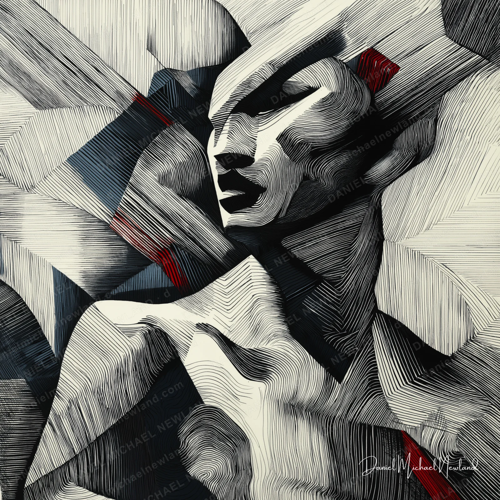 Etched, Masculine Form digital cubism artwork by Daniel Michael Newland
