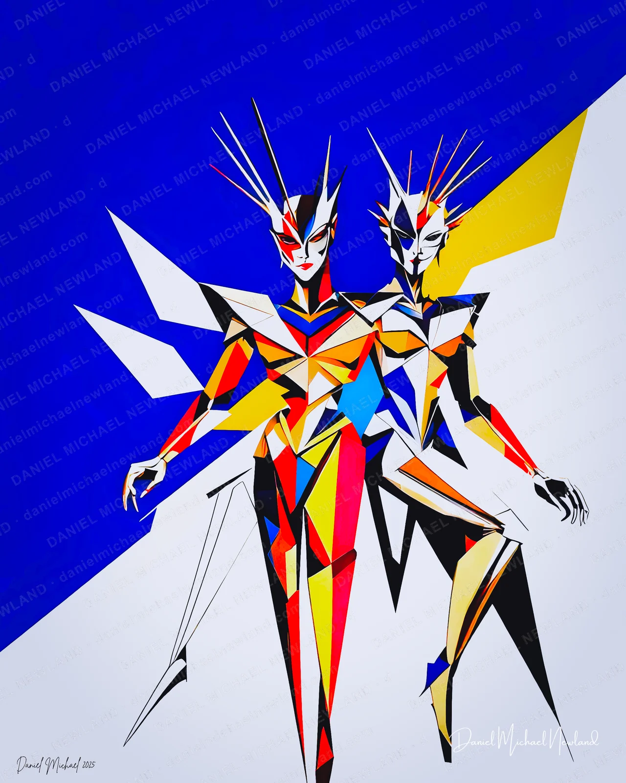 Firebirds, Metamorphosis digital cubism artwork by Daniel Michael Newland
