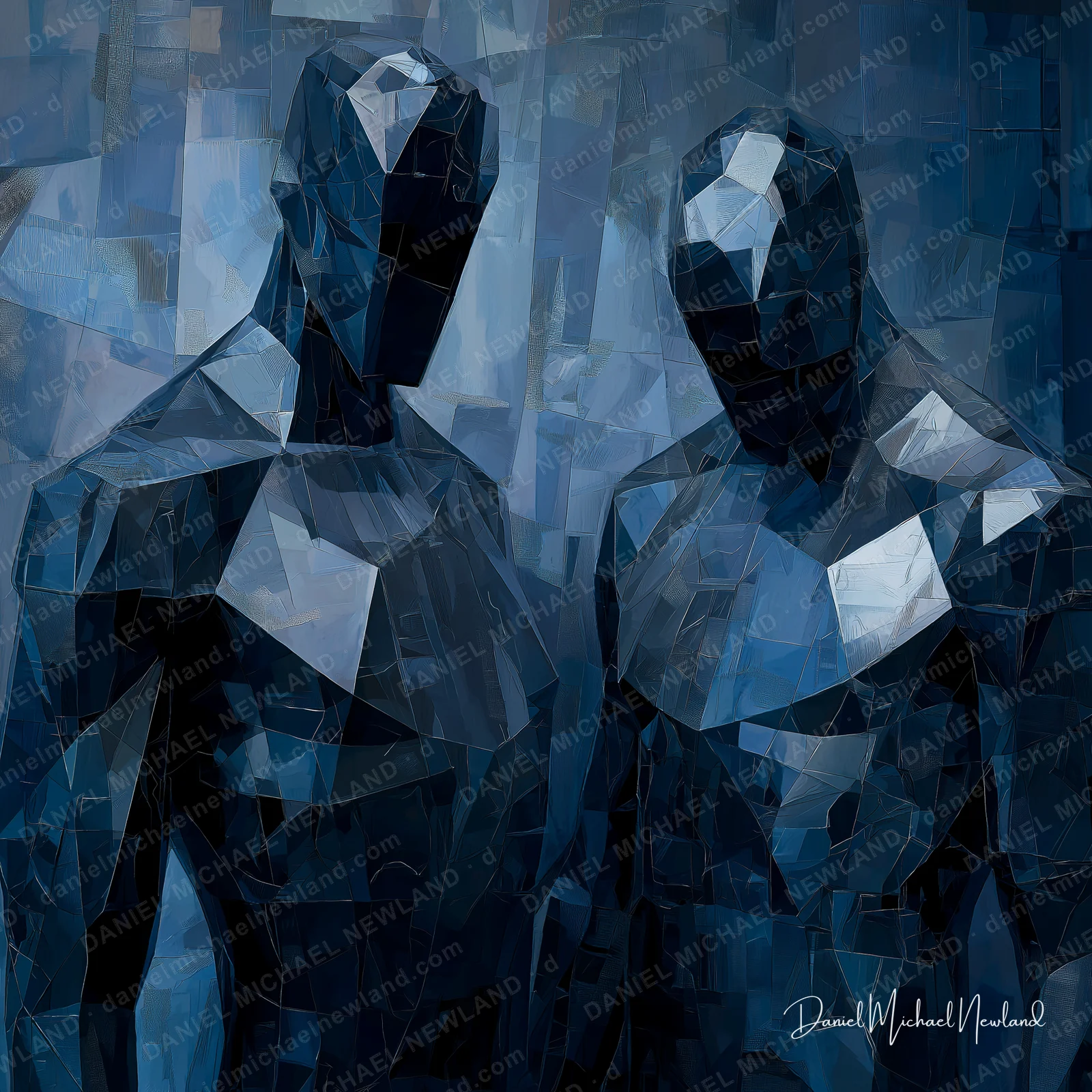 Blue Bloods, Masculine Form digital cubism artwork by Daniel Michael Newland