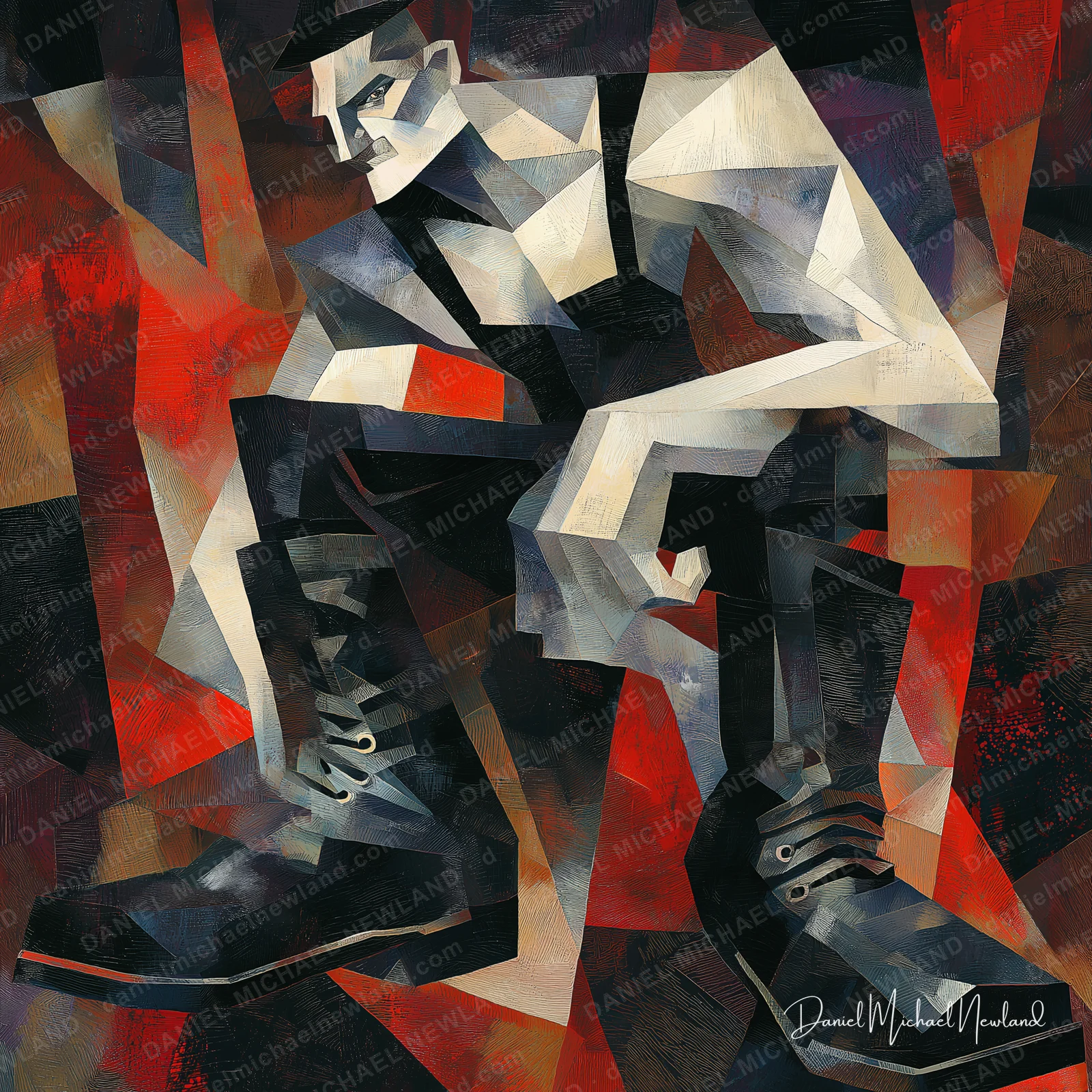 Lacing Up, Masculine Form digital cubism artwork by Daniel Michael Newland
