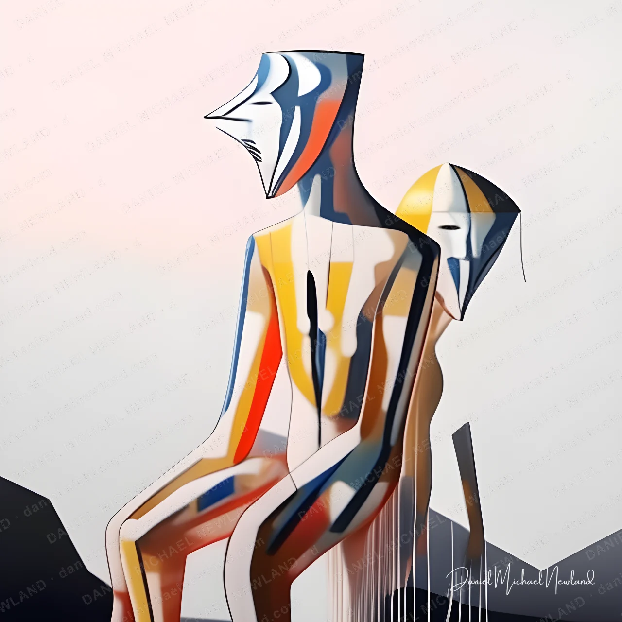 Cold Shoulder, Fractured Portraits digital cubism artwork by Daniel Michael Newland